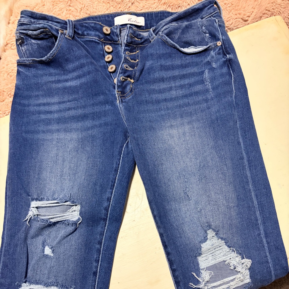 Kan Can Blue Distressed Boyfriend Jeans